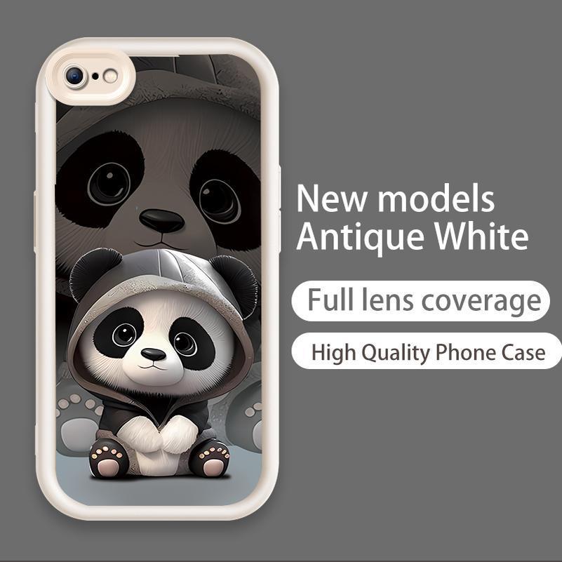 Ốp Lưng Cho iPhone 6 6s 7 8 se2020 Plus Hoạt Hình Silicon Phụ Kiện Vỏ Điện Thoại Mềm TPU Cặp Đôi Gấu Trúc Mắt Thiên Thần Ốp Lưng Chống Sốc