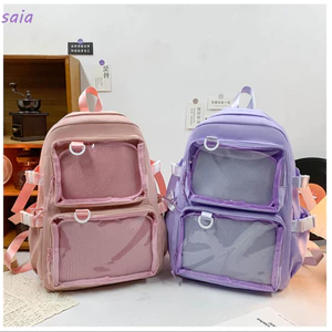 Túi đi học SAIA, Ba lô Kawaii hai túi, Ba lô đựng Laptop dung tích lớn dành cho sinh viên đại học