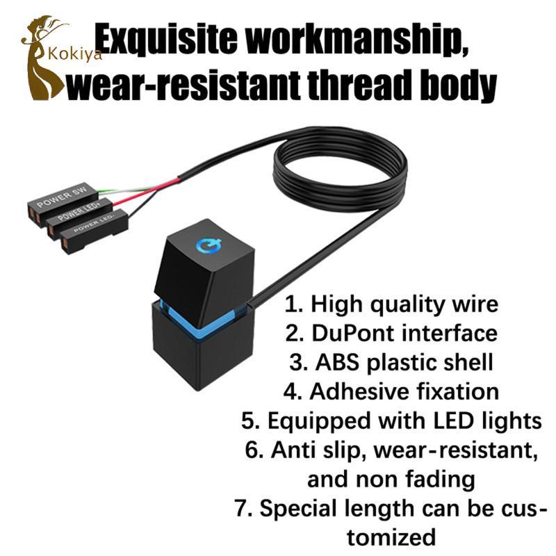 Kokiya Desktop Pc Công tắc nguồn bên ngoài Cáp mở rộng 1,8m Nút nhấn cho máy chủ máy tính Đồ dùng văn phòng tại nhà