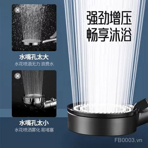 Năm tốc độ Đa chức năng Cửa thoát nước lớn Xịt áp lực Vòi hoa sen cầm tay Đầu vòi hoa sen màu đen mờ Bộ đầu vòi hoa sen VCAV