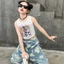 Áo Vest in hình trái tim đầy màu sắc mùa hè phong cách mới cho trẻ em thời trang lưng rỗng