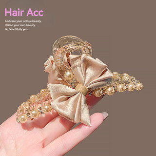 Mới Pháp Ánh Sáng Sang Trọng Ngọc Trai Nơ Lấy Kẹp Nữ Cao Cấp Cảm Thấy Lớn Đầu Lưng Full Tấm Tóc Cá Mập Kẹp Tóc Phụ Kiện Tóc