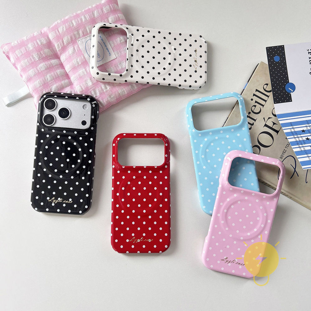 Phone Case For iPhone 17 Pro Max 16 15 14 13 TPU Magnetic Polka Dot Polka Dot Aesthetic Korean Cute