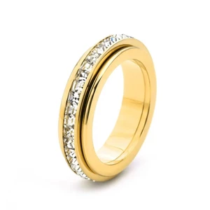 Nhẫn kim cương zircon mạ 18k thép titan - Thiết kế đơn giản, thanh lịch