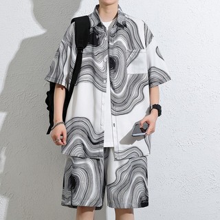 Bộ áo sơ mi nam ESEA tay ngắn &amp; quần short phong cách cảng Hawaii, phù hợp cho bãi biển