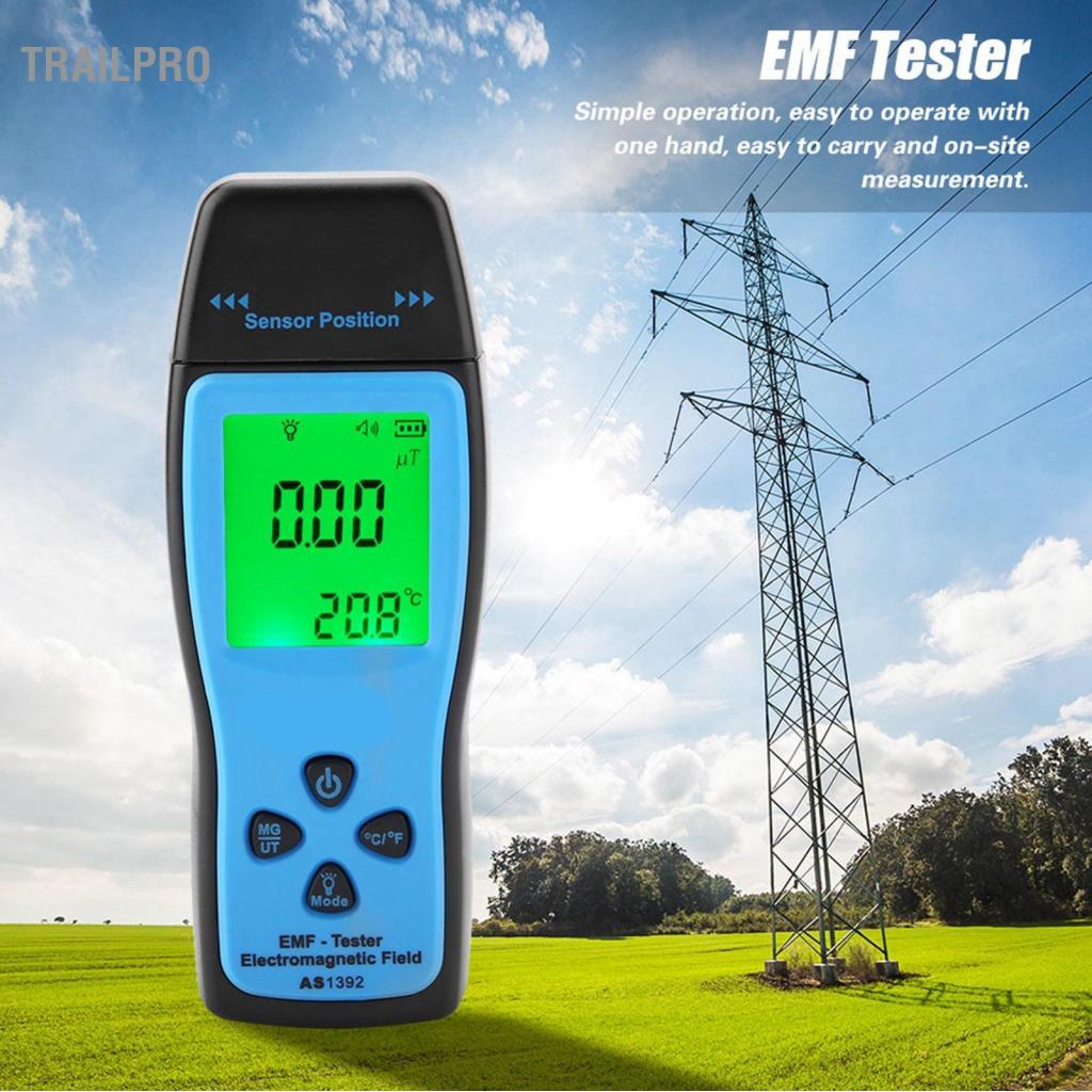TrailPro Cảm biến thông minh AS1392 EMF Màn hình LCD mini Máy đo bức xạ điện từ kỹ thuật số để kiểm tra tại nhà/Văn phòng/ngoài trời 0-2000mG (Không có pin)
