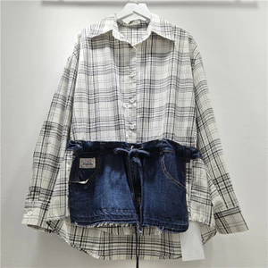 Áo sơ mi denim dài tay phong cách Hàn Quốc mới nhất, phối ren sang trọng