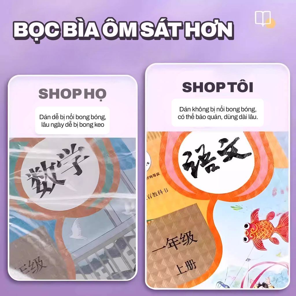 Bọc Sách Vở Chống Nước Trong Suốt, Dễ Bọc 3 Kích Cỡ Lớn Vừa Nhỏ, Decal Cho Mọi Loại Sách