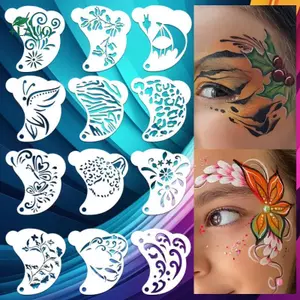 Bộ 16 Chiếc Stencil Hình Xăm Tái Sử Dụng cho Nghệ Thuật Sơn Cơ Thể và Trang Trí Cosplay