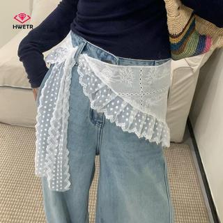 HWETR Hàn Quốc Ren Tam Giác Khăn Trùm Đầu Phong Cách Phương Tây Hỗn Hợp Chồng Lên Tam Giác Khăn Nửa Thân Váy Mông Rèm Nữ