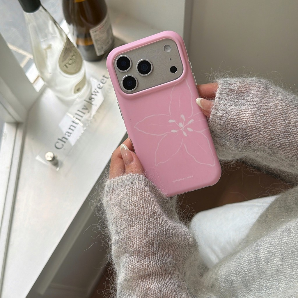 Ốp điện thoại hoa nhỏ màu hồng 3D cho iPhone 17 Pro Max 17 16 15 Vỏ bảo vệ chống sốc