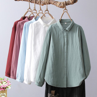 Áo sơ mi nữ chất liệu sợi cotton 100%, cổ mềm mại, đa năng cho bé gái