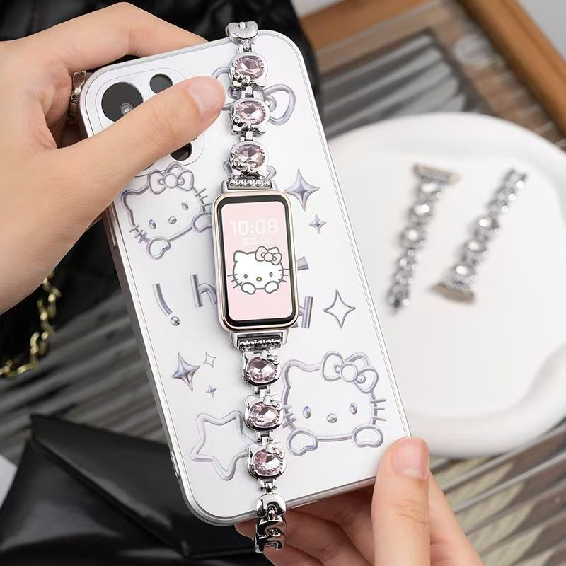 Dây đeo cổ tay bằng kim loại dễ thương cho Huawei Band 11 10 9 8 Vòng đeo tay cho Huawei Watch Fit3 4 4pro Dây đeo đồng hồ có thể điều chỉnh