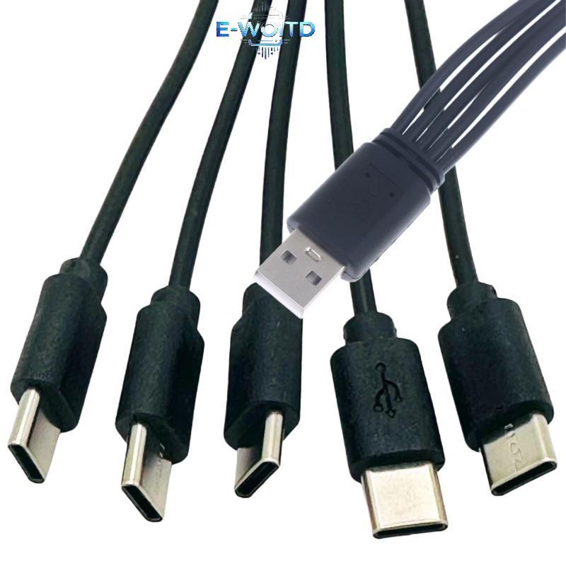 E-WOITD 1 / 2 Chiếc 20cm USB Sang Type-C Bộ Chia Cáp 2 / 3 / 4 / 5 Cổng USB C Bộ Chia Cáp USB Sang Loại C Nhiều Cáp Sạc E-WOITD