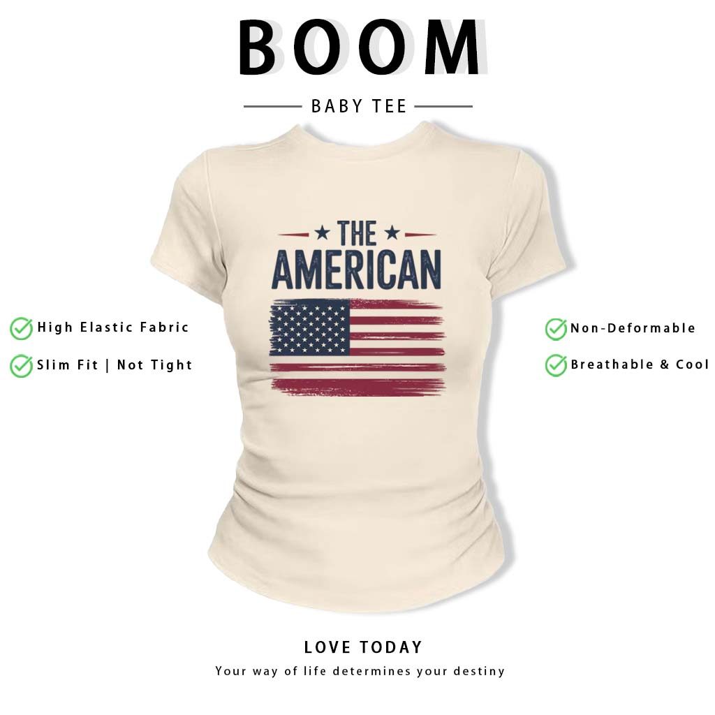 BOOM Áo Baby Tee Nữ Cotton Ôm Body-Áo Thun Ngắn Tay Y2K In Hình PhongCách Mùa Hè, Cổ Tròn Hàng Đầucách hàn quốc phongR09