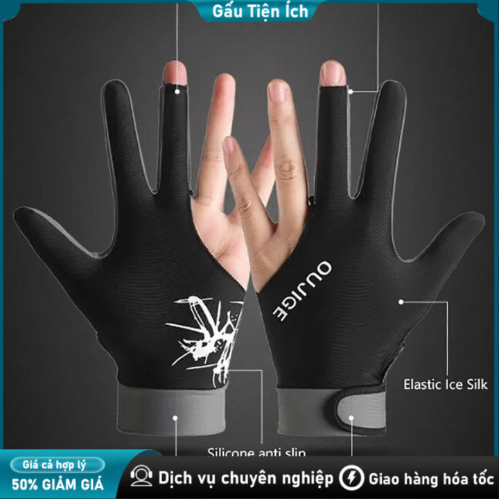 Găng tay bida cao cấp thoáng khí chống trơn hở ngón siêu nhẹ Ba ngón (3 ngón)