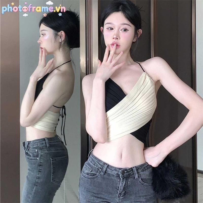 Camisole nữ mới ngọt ngào, có dây treo và thiết kế chữ thập, phù hợp mùa hè