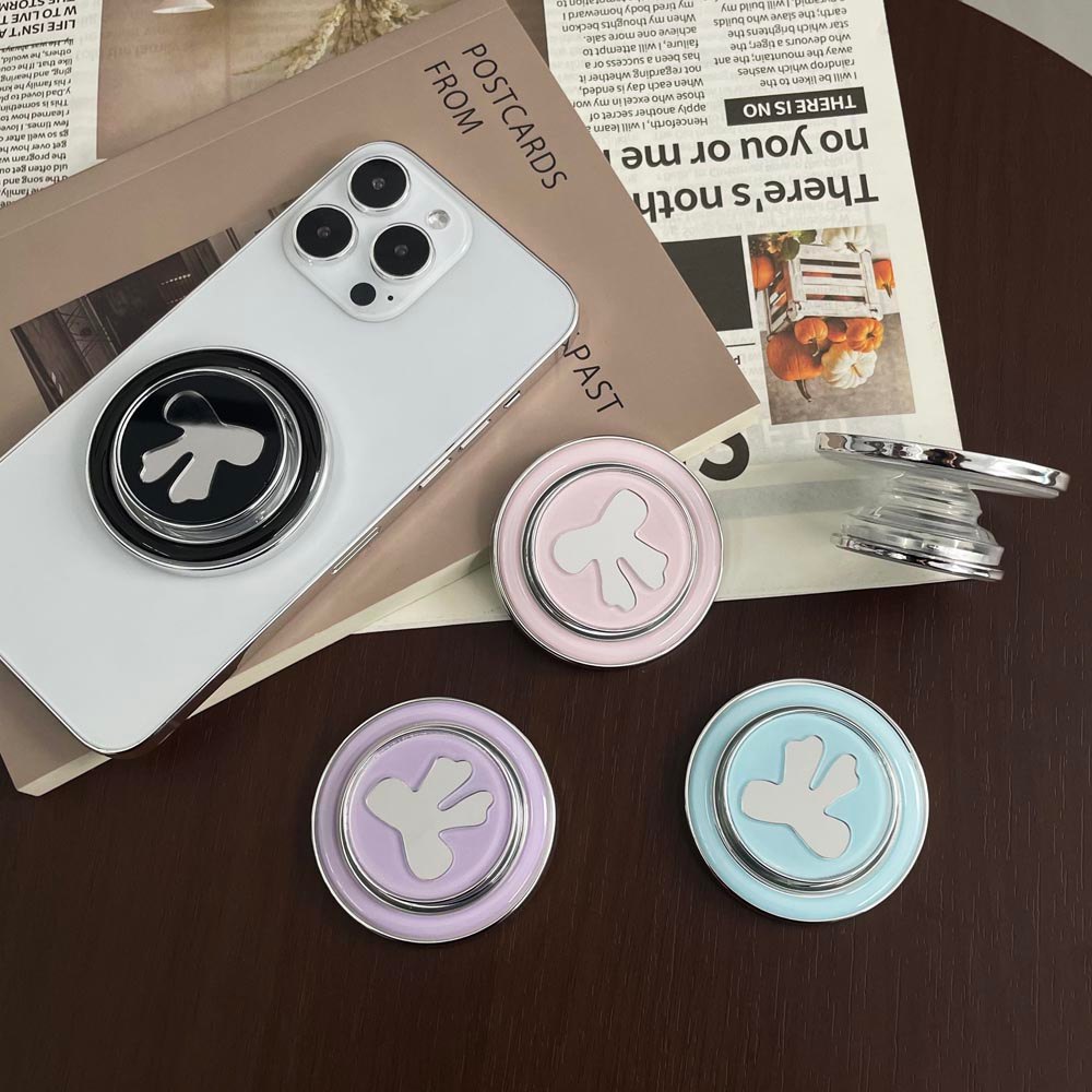 Popsocket Gương Nơ Họa Tiết Nam Châm Có Thể Gập Lại Giá Đỡ Điện Thoại Nam Châm