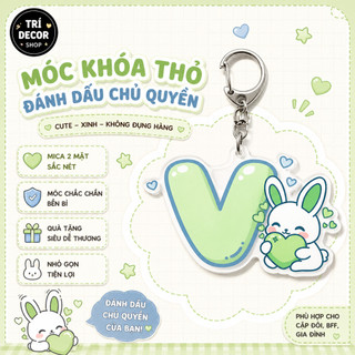 Móc khoá Chữ cái Thỏ Xanh Bơ đáng yêu