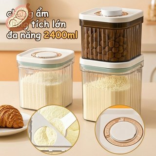 Hộp Sữa Bột Cho Bé Silicone PP Ngũ Cốc Hộp Bảo Quản Chống Ẩm BPA Free Touch Nắp Muỗng