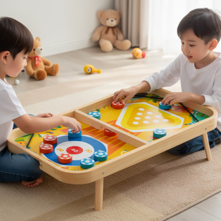 Bảng trò chơi hai mặt bằng gỗ 5 trong 1 Đồ chơi giáo dục cho trẻ em Đồ chơi gia đình Chơi câu đố kỹ năng Logic