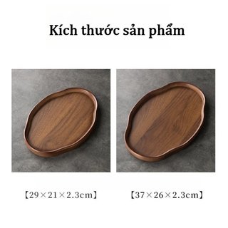 Khay trà gỗ tự nhiên Phong cách Nhật Bản Hình chữ nhật Hạt óc chó Khay phục vụ Trang trí nội thất