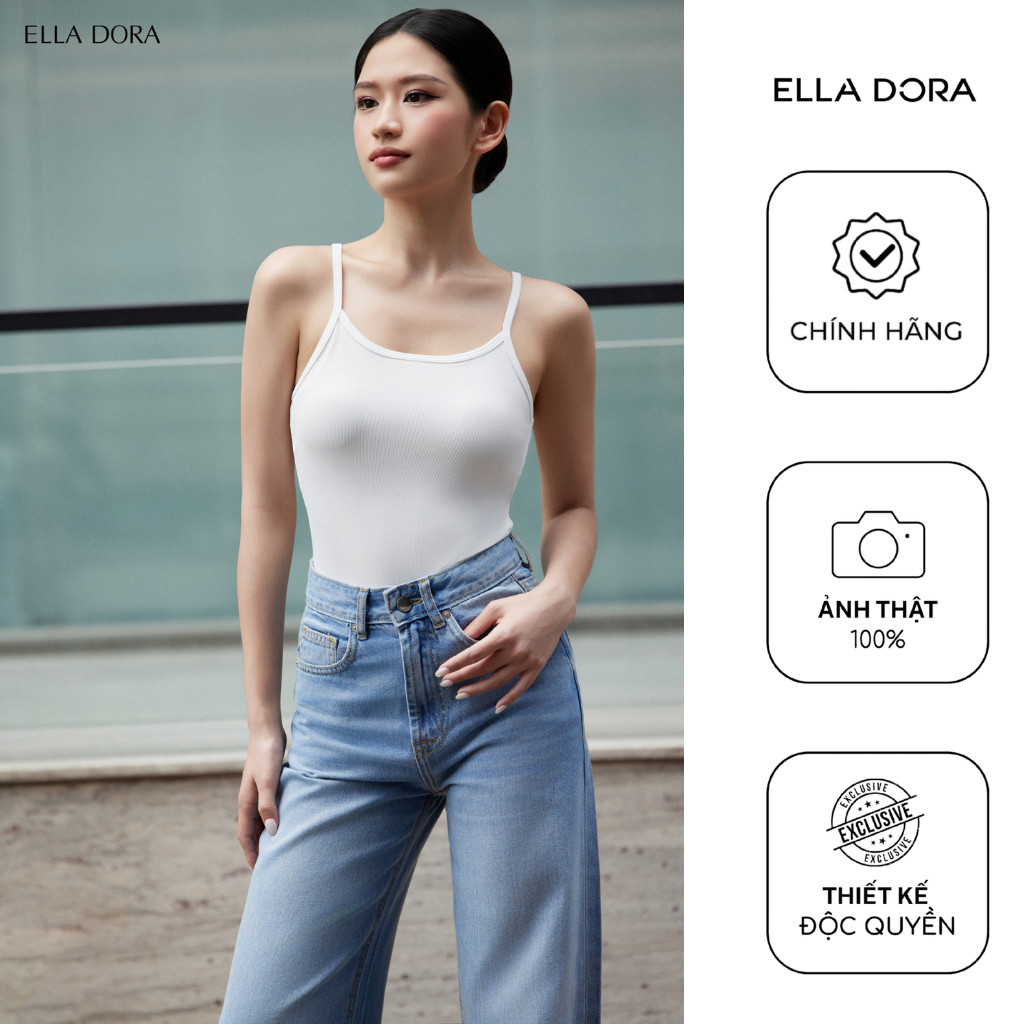 Áo thun nữ ELLA DORA thiết kế 2 dây form gọn phong cách trẻ trung thanh lịch 2 màu ĐEN/TRẮNG [AT39]