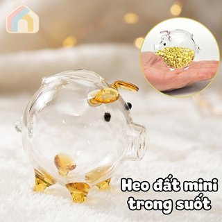 Thủy Tinh Heo Đất Trong Suốt Borosilicate Đồng Xu Bình Dễ Thương Để Bàn Trang Trí Trẻ Em Tiết Kiệm Quà Tặng Văn Phòng Tại Nhà