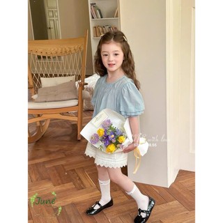 12-42kg (hàng thiết kế) Set áo xanh tay bồng mix quần đùi Sara min