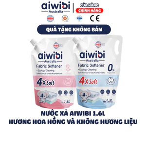 Nước Xả Vải Aiwibi Cho Quần Áo Mềm Mại, Dịu Nhẹ, Hương Hoa Hồng và Không Hương Liệu(1600ml)