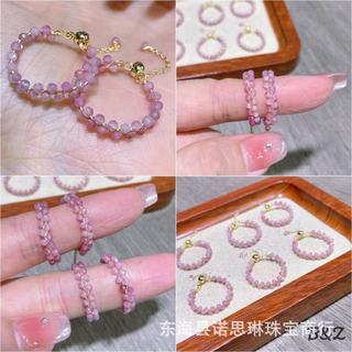 Nhẫn Cao Cấp với Đá Tourmaline Hồng, Thạch Anh Tím và Pha Lê