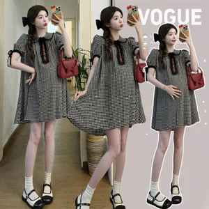 Trang phục bà bầu mùa hè Retro kẻ sọc rộng cỡ lớn
