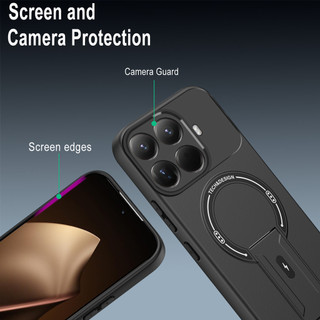 Dành Cho Xiaomi 15T Pro Ốp điện thoại Cứng Cảm Giác Da Có Chân Đế Ẩn Vỏ Từ Tính Cạnh Mềm Chống Sốc Mỏng Vỏ