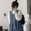 Đầm Denim nữ Xuân Thu Phong cách mới Phong cách Hồng Kông Thiết kế sang trọng Váy Niche Váy chữ A không tay