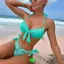 Dễ Thương Bikini Ảnh Backless Hoa Siêu Cổ Tích Gợi Cảm Màu Trơn Bikini Đồ Bơi Eo Áo Bơi Lớn Cốc