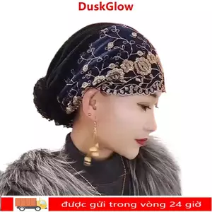 Mũ Baotou DUSKGLOW, Mũ Cotton Thêu Hoa Thời Trang Mùa Hè Ren Mũ Cầu Nguyện Nữ