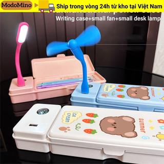 Hộp Bút Chì MODOMINO, Có La Bàn Có Quạt / Bút Chì Đèn Để Bàn, Hộp Đựng Văn Phòng Phẩm Bằng Nhựa Hai Lớp Dung Tích Lớn Cho Bé Trai / Bé Gái