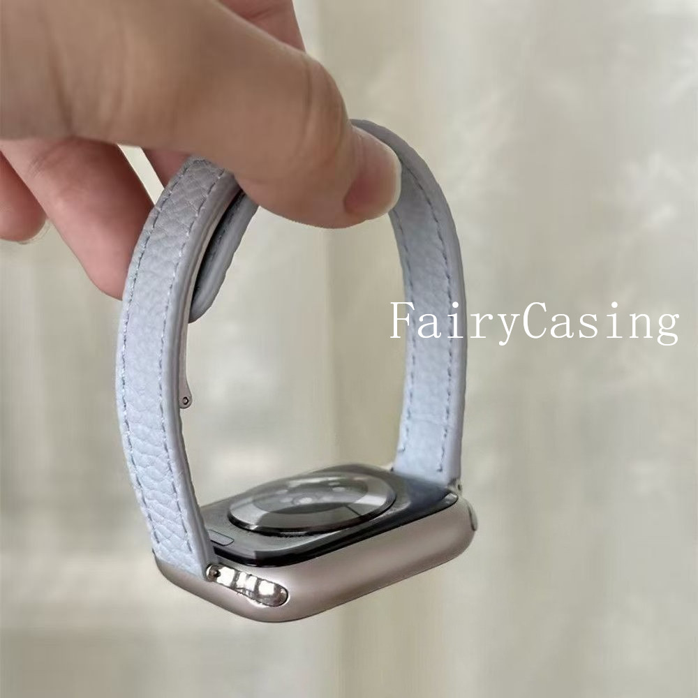Dây da vải thiều cho iWatch Ultra S11 10 9 8 7 6 5 4 Dây đeo vòng tay cho Apple Watch 38 40 41 42 45 46mm 49mm Dây đeo