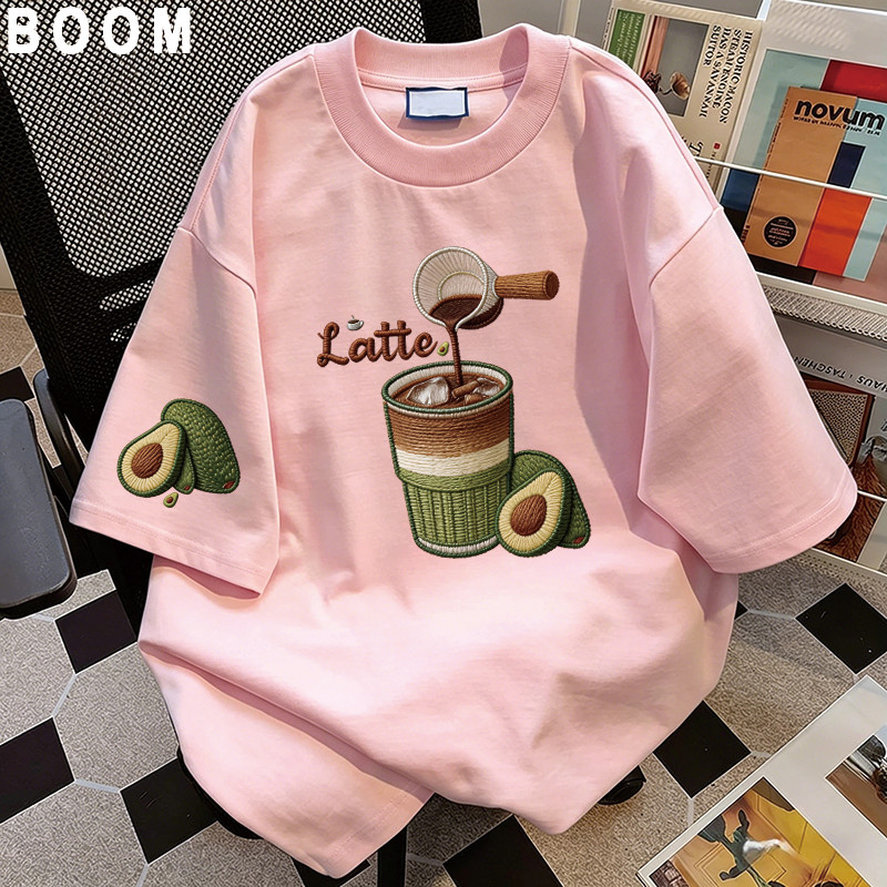 BOOM Áo thun nữ kiểu hàn quốc form rộng tay lỡ cổ tròn cotton Mát-Hè hot trend in cách dễ thương Áo phông form vừaV17