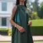 Váy dài mùa hè có túi đến mắt cá chân dáng rộng thông thường thon gọn hơn Nhìn lại Váy Vest không tay có dây buộc cho nữ