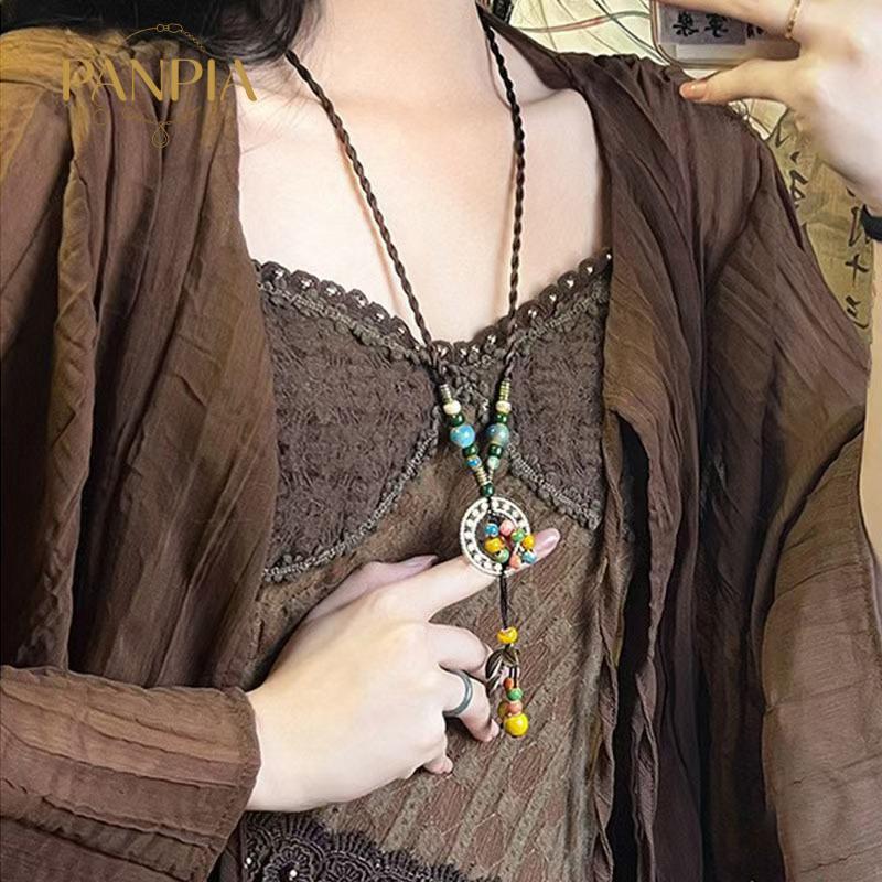 PNPIA- Vintage Bohemian Phong Cách Gốm Đính Hạt Dệt Nelace Cho Nữ Cô Gái Phong Cách Dân Tộc Dài Nelace Phụ Kiện Trang Sức Quà Tặng