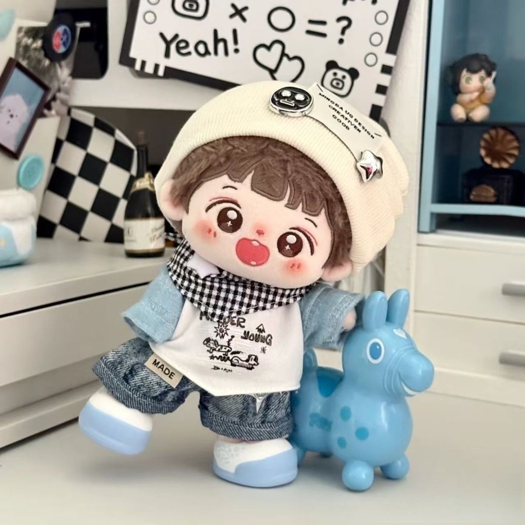20cm Quần Áo Búp Bê Cotton Dễ Thương Đẹp Trai Ngực Thoáng Mát Bộ Quần Áo Cho Bé Bộ Mũ Búp Bê Không Thuộc Tính