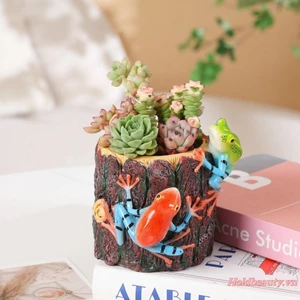 Cây trồng cây mọng nước Ếch sáng tạo Tượng cây Chậu hoa bằng nhựa đựng ban công và trang trí nội thất