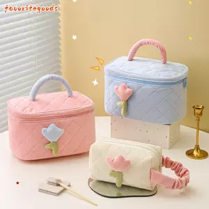 FAVORITEGOODS Túi Trang Điểm, Hoa Tulip Dây Kéo Túi Đựng Mỹ Phẩm, Di Động Đa Năng Dung Tích Lớn Corduro Trang Điểm Tổ Chức Phụ Kiện Du Lịch