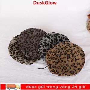 Mũ nồi in họa tiết da báo DUSKGLOW, Mũ hình bát giác phiên bản Hàn Quốc phù hợp, Mũ bí ngô dành cho học sinh