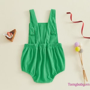 Bộ đồ liền quần cổ vuông không tay cho bé trai Lion / Golf / Cookie thêu Body