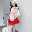Váy chấm bi màu đỏ cho bé gái Phiên bản Hàn Quốc Mùa hè Phong cách mới cho trẻ em Váy ngắn ren thời trang eo cao