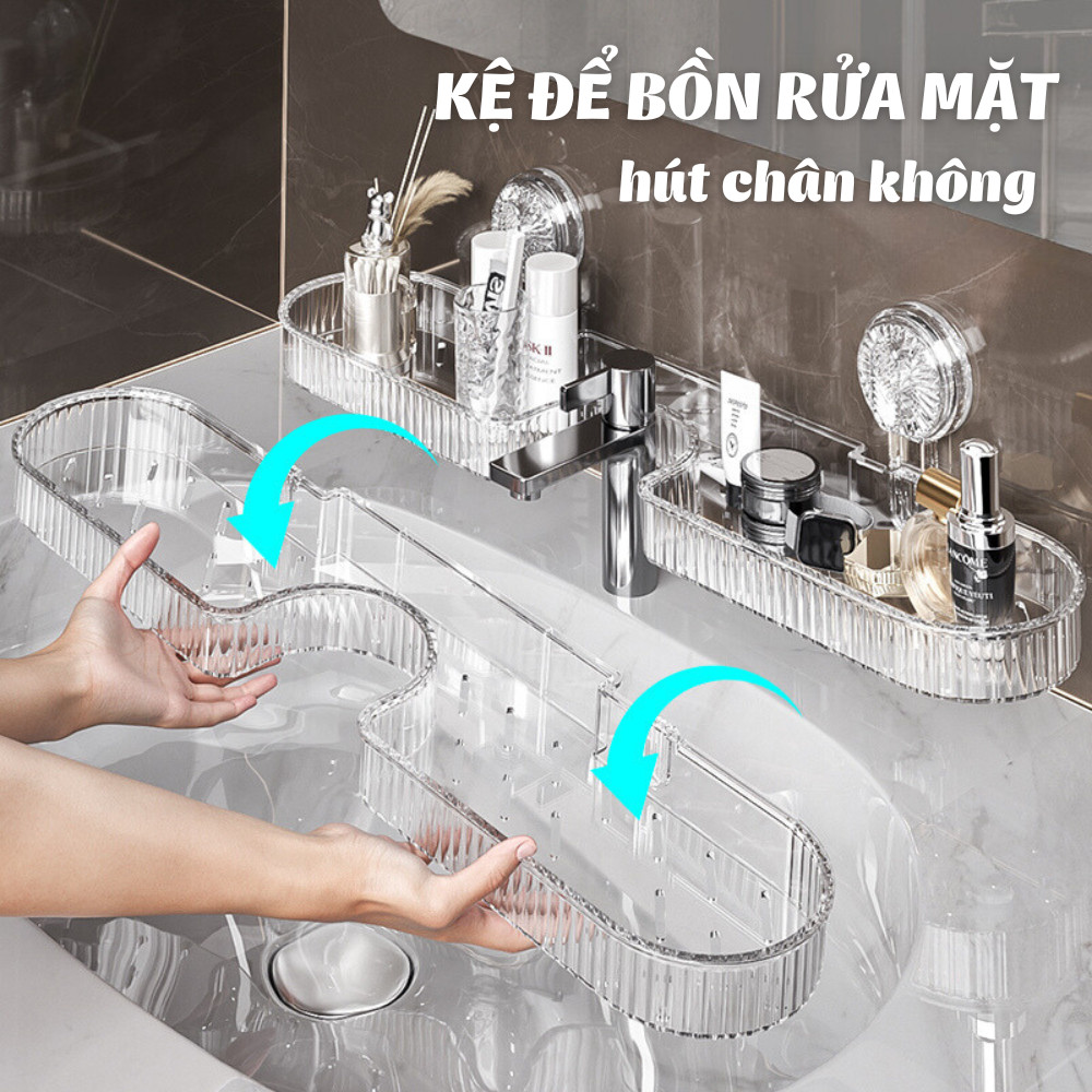Kệ Đựng Đồ Gắn Tường Hút Chân Không HomeMate, Giá Để Đồ Nhà Tắm Nhà Bếp Trong Suốt Có Lỗ Thoát Nước