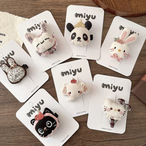 Mới Hoạt Hình Dễ Thương Ba Chiều Cotton Thêu Nhỏ Động Vật Kẹp Tóc Bấm Kẹp Trẻ Em Tất Cả-