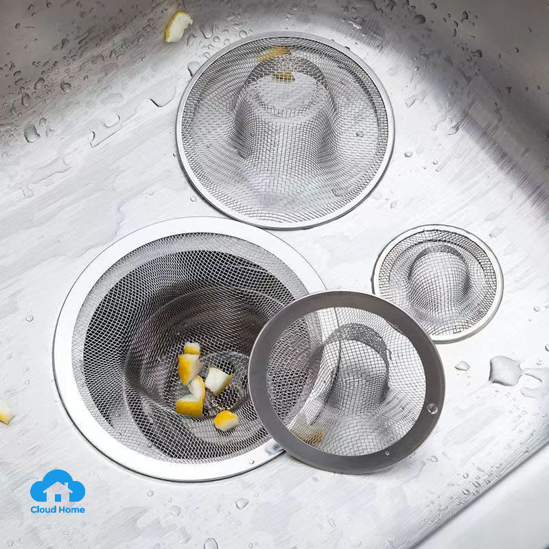 Lưới lọc cống bằng thép không gỉ dùng cho nhà bếp và phòng tắm, đường kính 5cm-11cm, hình nón cỏ.